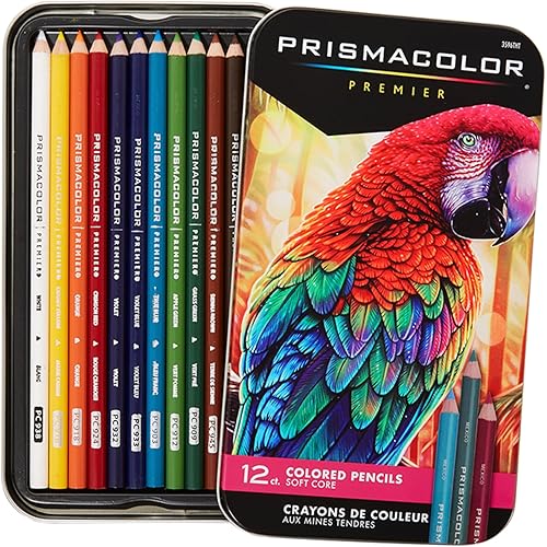 Prismacolor Premier Colored Pencils, Soft Core, Assorted Colors, 12 Count - Durable, Vibrant, Ultra-Smooth, Adult Coloring, Drawing, Sketching, Arts & Crafts