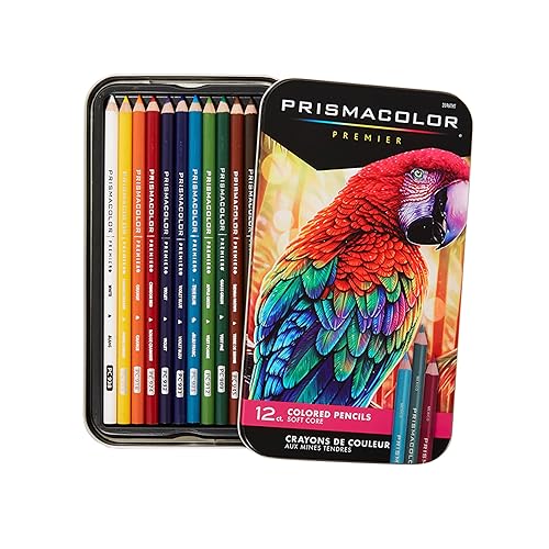Prismacolor Premier Colored Pencils, Soft Core, Assorted Colors, 12 Count - Durable, Vibrant, Ultra-Smooth, Adult Coloring, Drawing, Sketching, Arts & Crafts