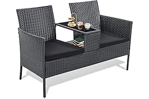 Classic Outdoor Wicker 2-Seat Loveseat Set