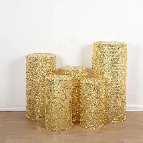 Vista 192 de Efavormart - Juego de 5 fundas de soporte para caja de exhibición cilíndrica de elastano, color negro, fundas elásticas para pilar de pedestal, 160