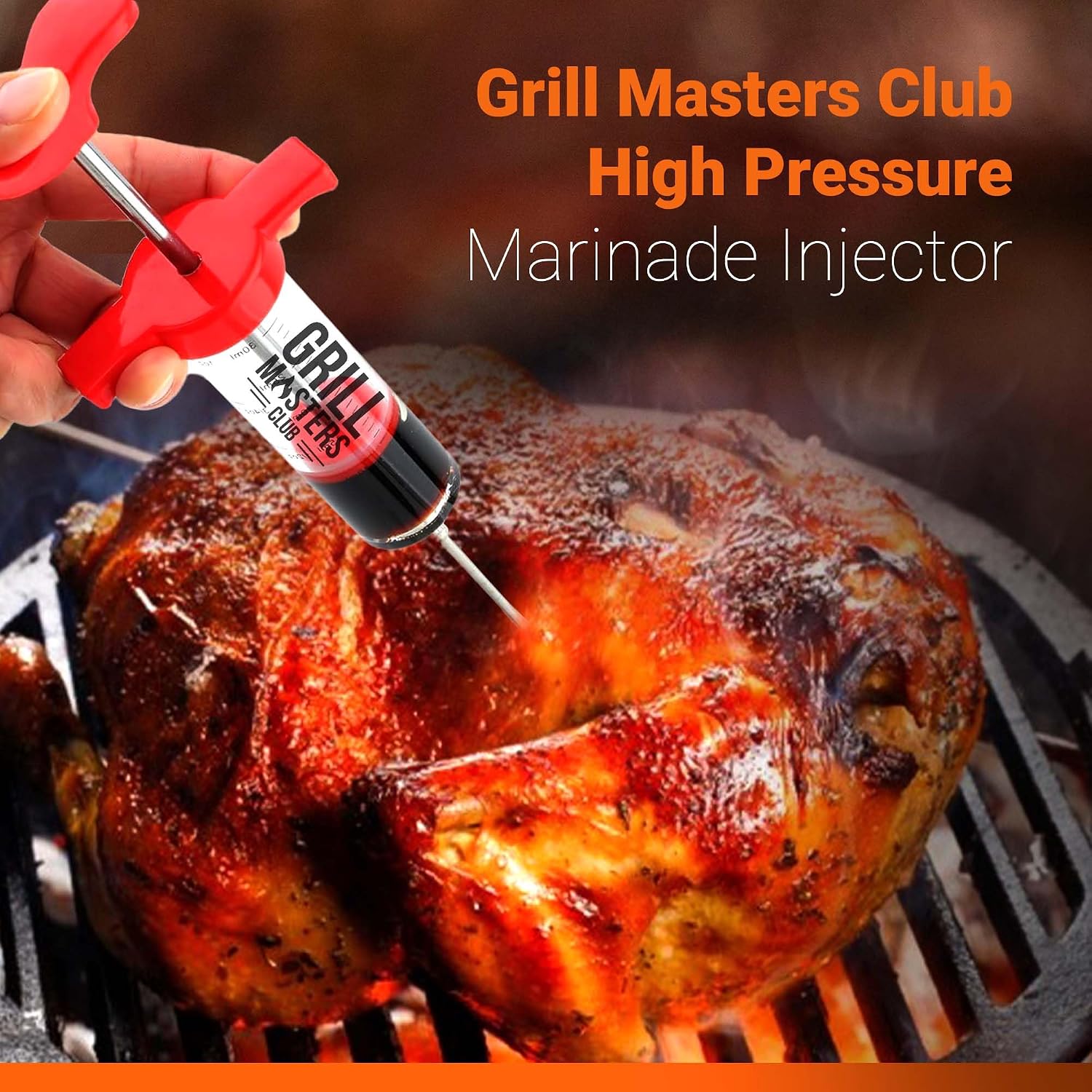 Grill Masters Club High Pressure Marinade Injector Injector Syringe for Smoking Premium Portable Turkey Injector for Meats with Stainless Steel Needle - 30ml Capacity