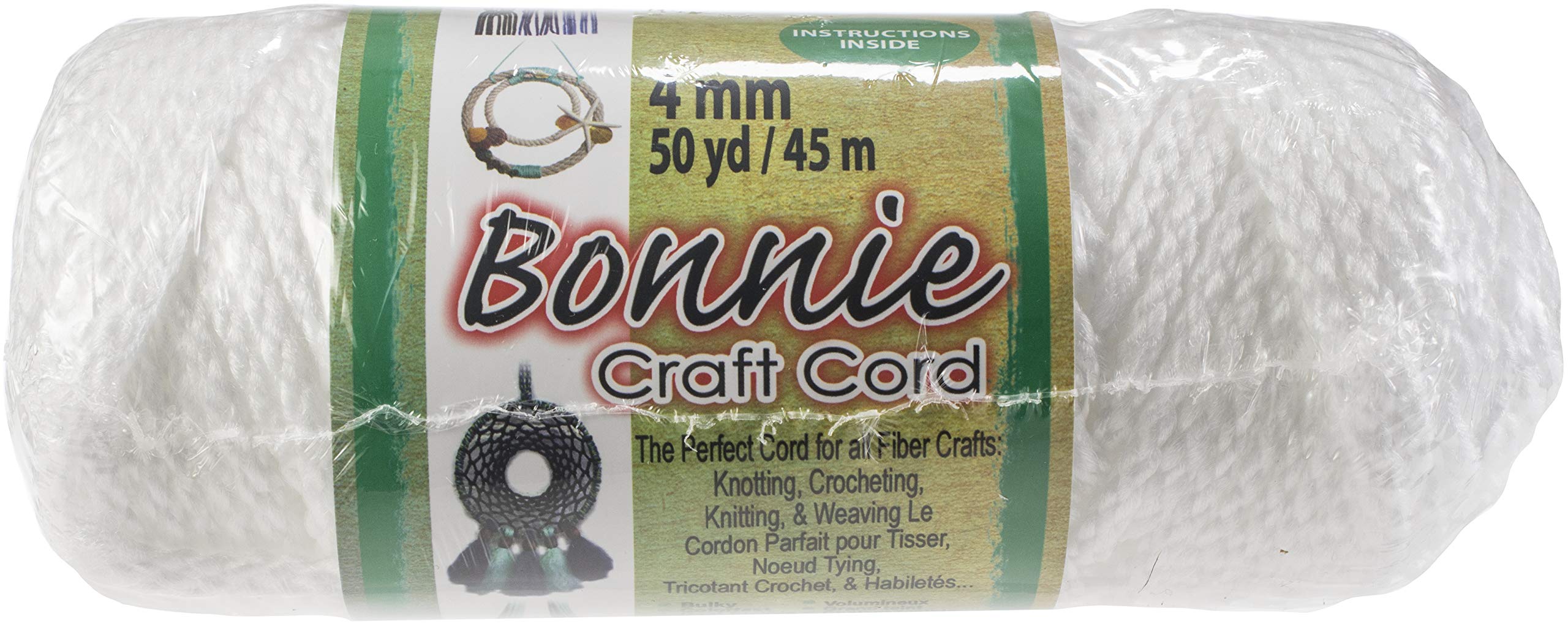 Pepperell Braiding Bonnie Macrame Braid Craft Cord 4mm 50 Yards White BB4-50-001 (3-Pack)