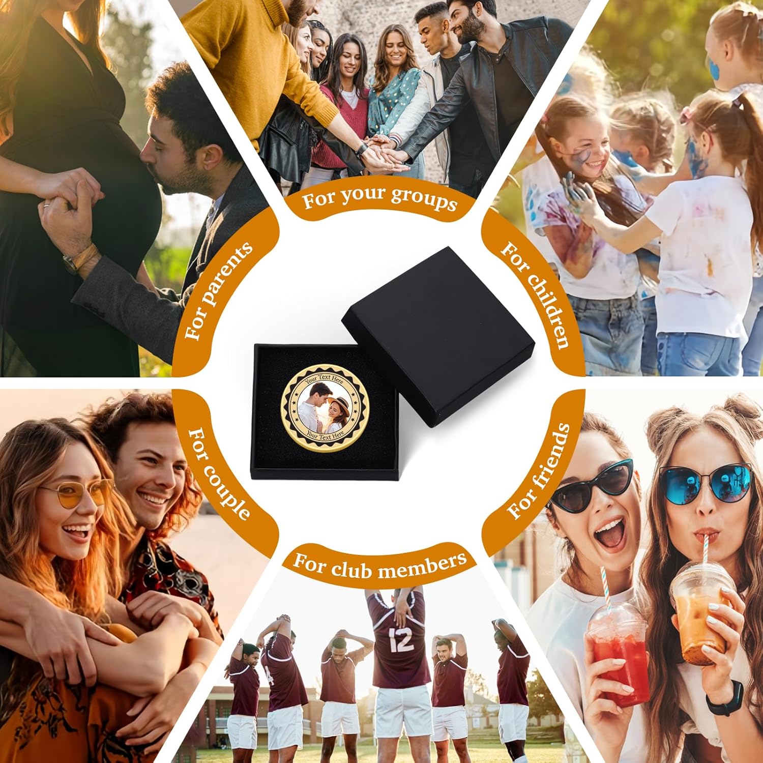 Custom Challenge Coins Bulk Personalized Coin with Logo Pictures, Custom Commemorative Coins, Memorial Gifts for Men Women, Customized Coin for Company Military Family, Thank You Gifts Bulk (5)