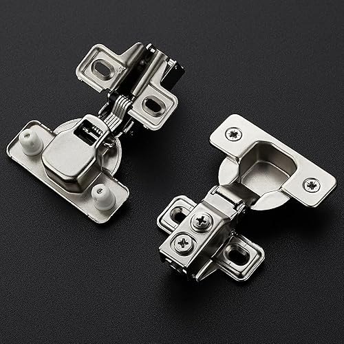 Miniatura 2 de Ravinte Paquete de 4 2 pares de bisagras de gabinete de cocina de brazo corto de níquel cepillado superpuestas de 12 pulgada, cierre suave, bisagras