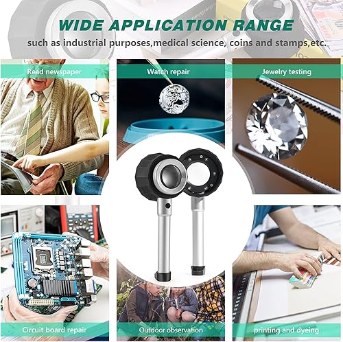 Miniatura 7 de Lupa de mano con 6 luces, lupa iluminada 30X, recargable por USB para personas mayores, leyendo monedas, manualidades, joyería, pasatiempos