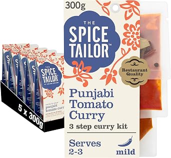 The Spice Tailor, Indian Curry Sauce Kits, Punjabi Tomato Curry in 10 Minutes with 3 Simple Steps, 300 g Packet Pack of 5