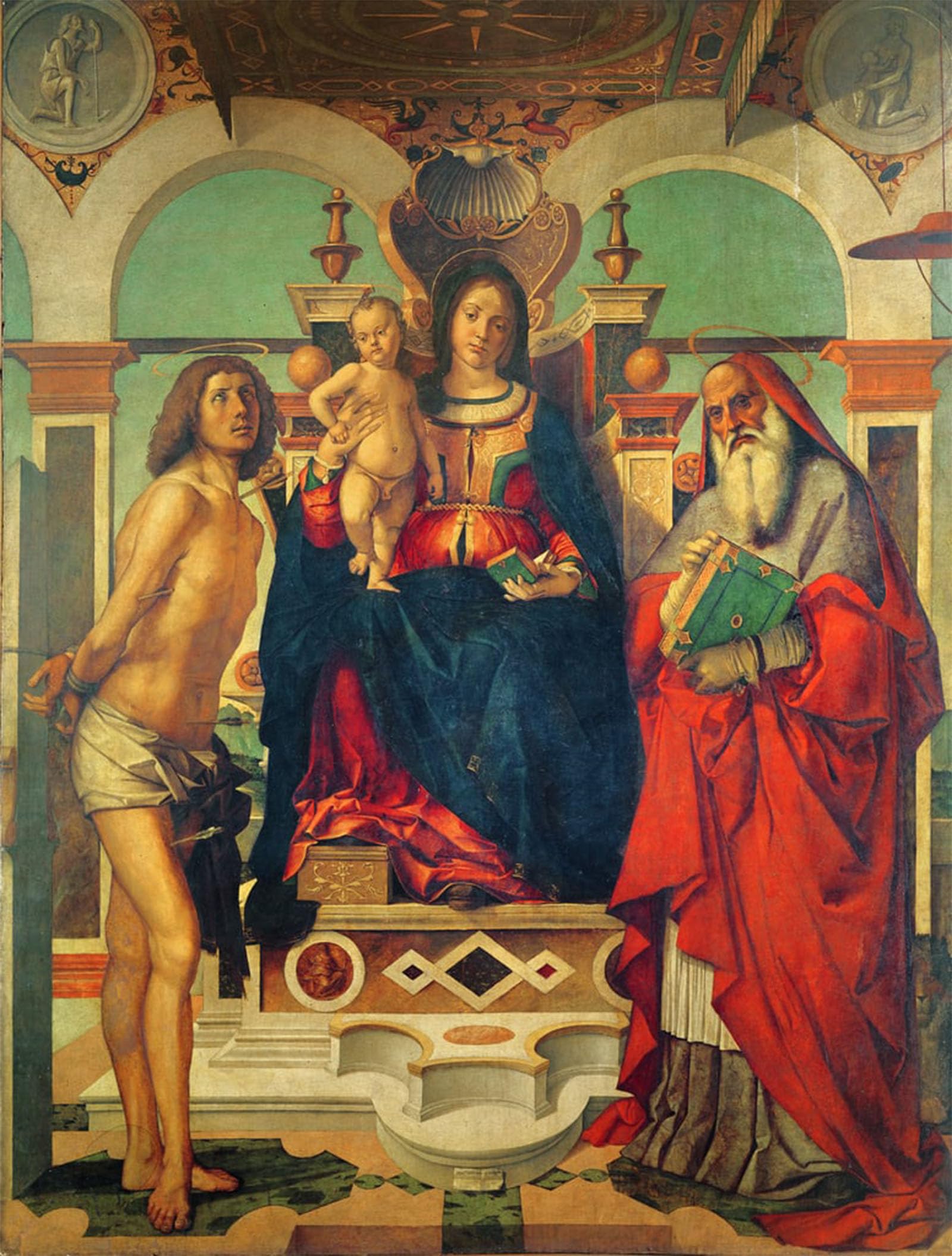 SERENDIPITP Vintage Picture Print on Canvas Wall Art Poster Lady and Child Enthroned with Saint and Saintby Andrea Mantegna Artwork Print Poster for Wall Decor 60x90cm