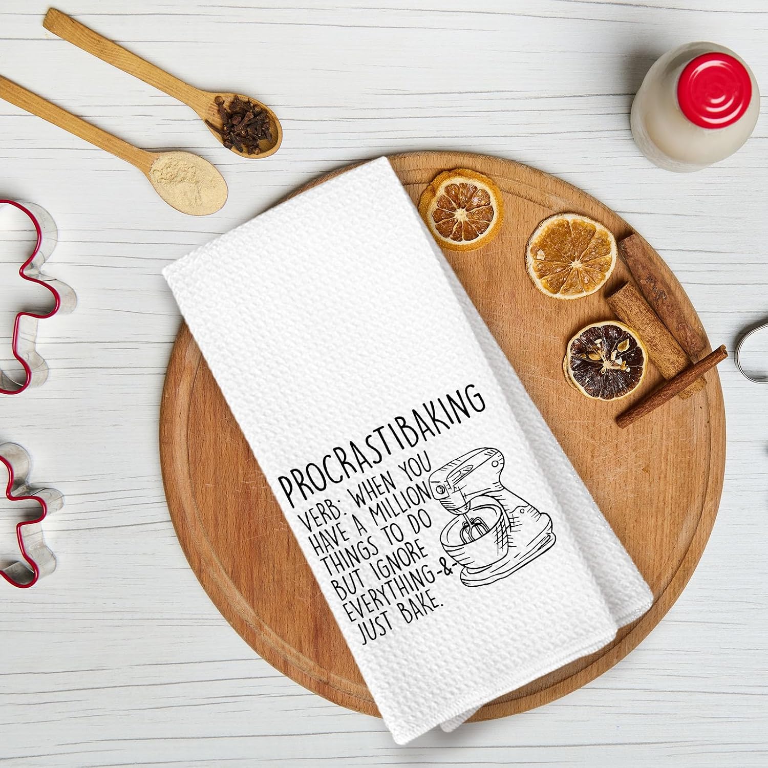 Baker Kitchen Towels, Funny Procrastibaking Baking Hand Towel for Kitchen, Gifts for Bakers, Best Gifts for Bakers Women