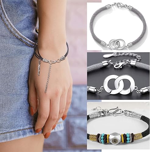 Miniatura 3 de PH PandaHall Tapones de extremo de cable, 117 unidades, 10 estilos, aleación tibetana, de cuero, pegamento en extremos de barril, tapas de tubo de