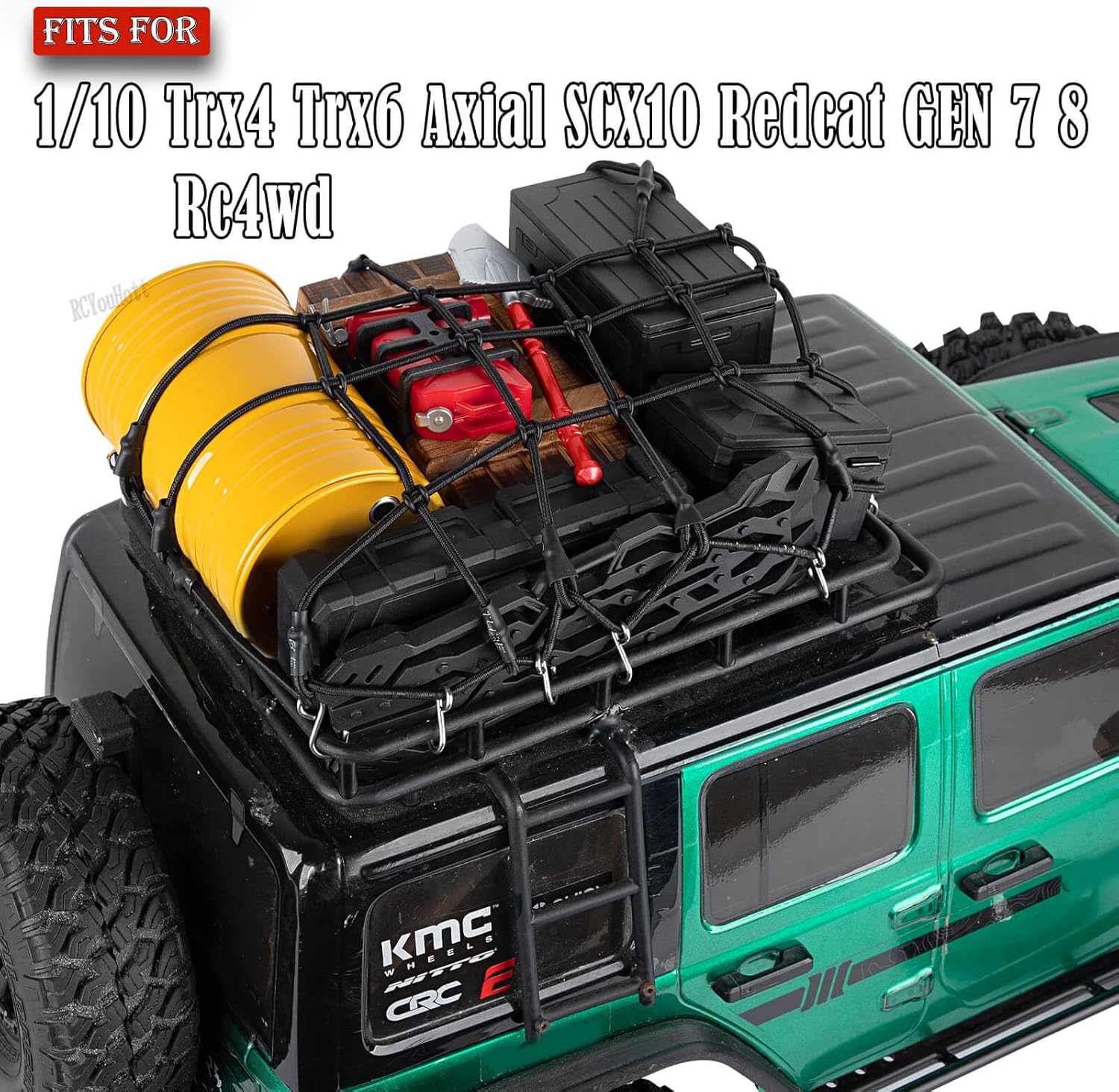 RC Decoration for 1/10 Trx4 Trx6 SCX10 Redca t GEN 7 8 Crawler Car,Luggage Net,Recovery Board,Fuel Tanks,Toolbox,Wood Box,Trailer Hook,Trailer Chain,Simulation Decorative Package,Orange