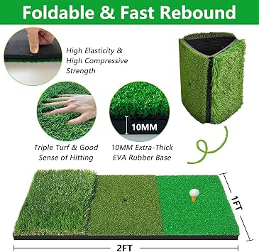 Golf Practice Net Outdoor, 10x7ft Golf Hitting Net Indoor | Golf Net with Tri-Turf Mat for Garden Backyard Driving Indoor Outdoor, Balls+Tees+Carry Bag, Gift for Men/Sports Lover