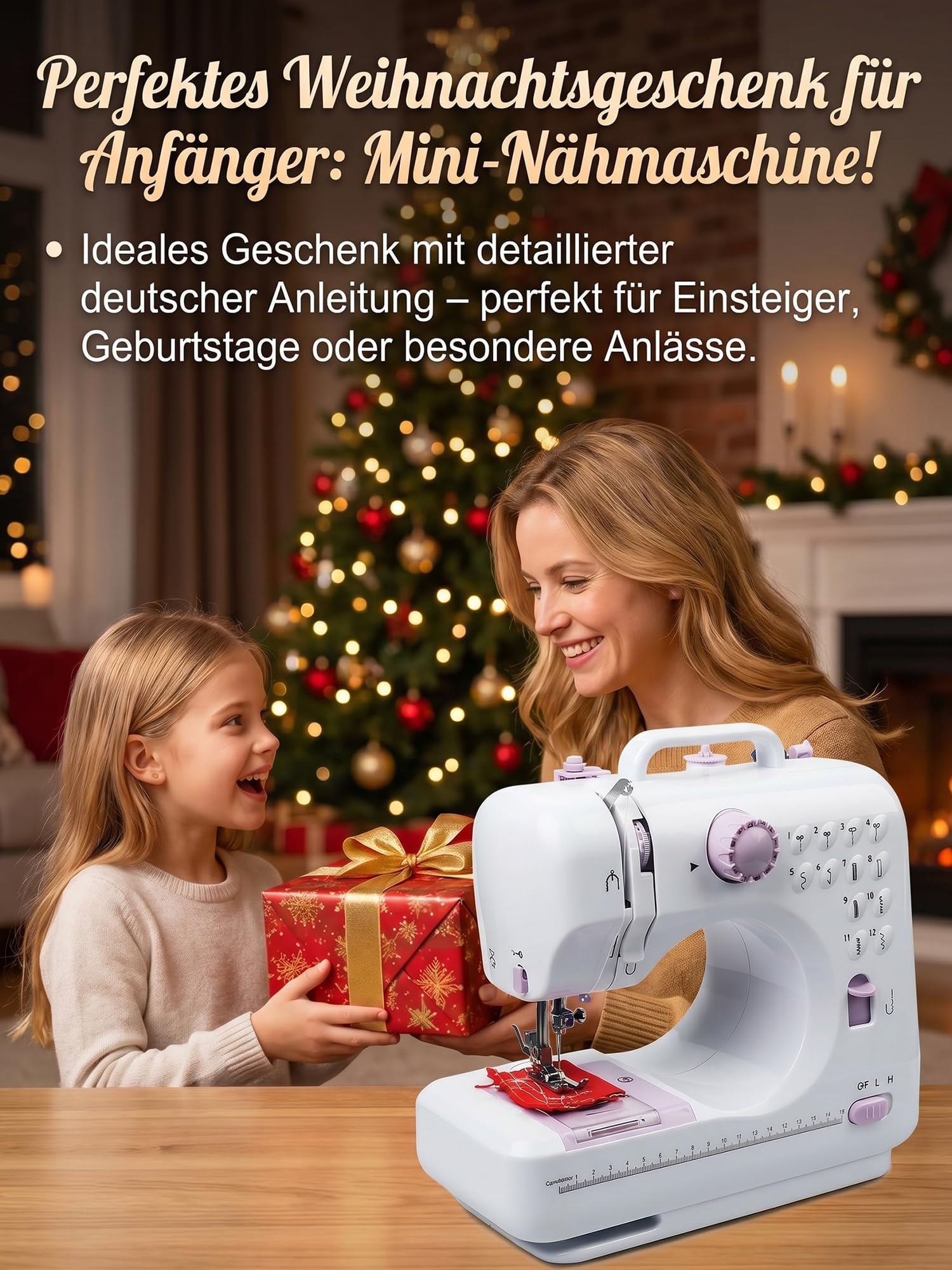 BRICH Elektrische Nähmaschine, Kompakte Mini Nähmaschine für Anfänger | 12 Stichprogramme & 42-tlg. Zubehör Set. Ideal für Hosen kürzen, Stoffe bis 5mm & Jeans. Tragbar mit Batterie oder Netzteil.