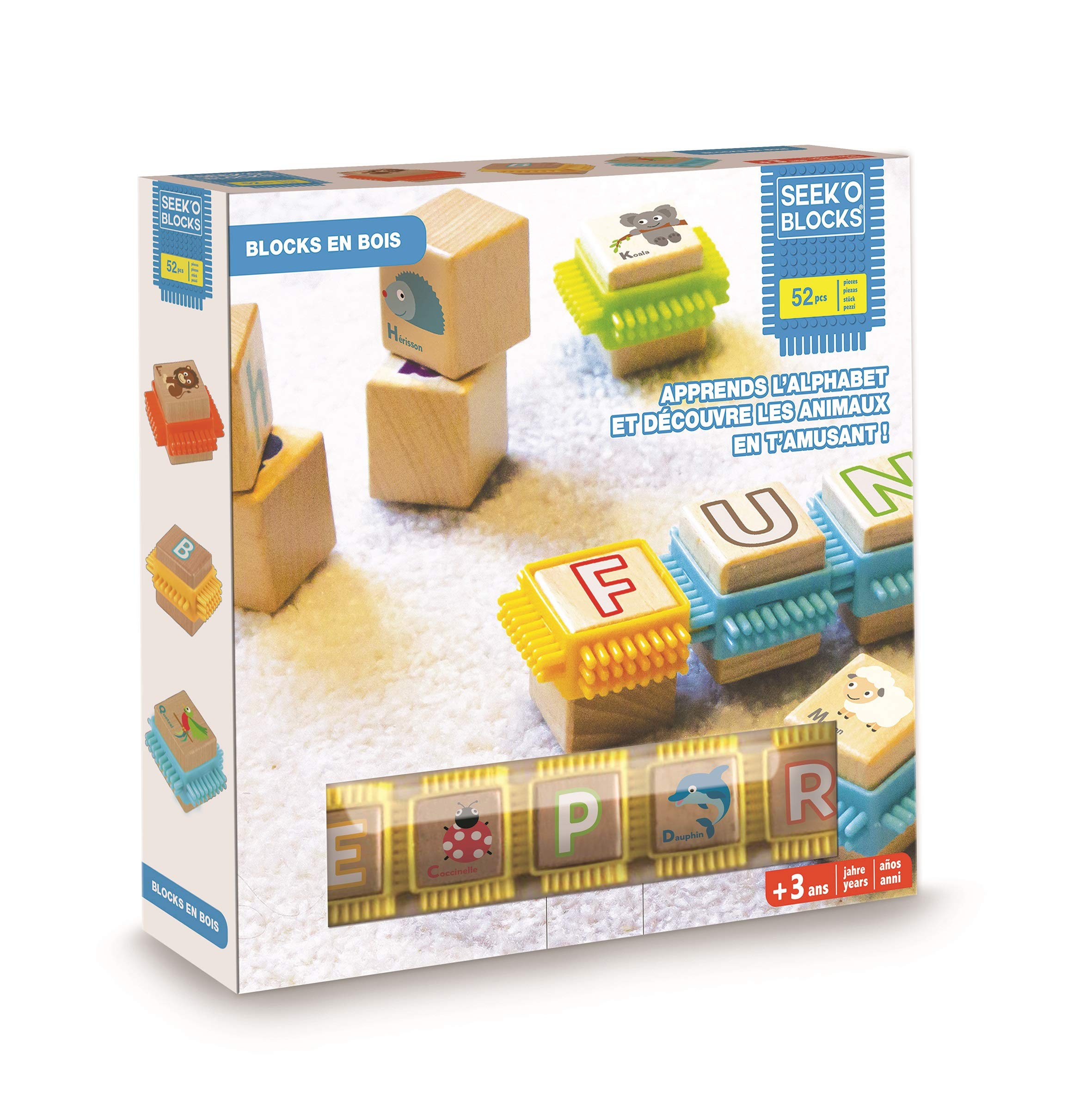 SycomoreSeek'o Blocks BA6006 First Construction Game-Learn The Alphabet and Discover The Animals by Having Fun-from Age 3 Years-Seek'o Blocks-BA6006, Multicolors