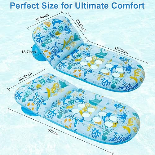 Miniatura 6 de Paquete de 2 flotadores de piscina para adultos, flotadores de piscina Instaywell con respaldo ajustable, balsas flotantes, hamaca de agua,