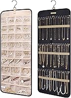 Vista 11 de BAGSMART Organizador colgante para collares, soporte de joyería, rollo de almacenamiento con ganchos de metal para colgar, organizador de joyería