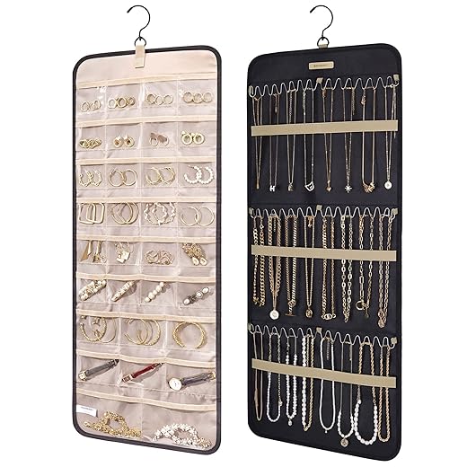 Large Double-Sided Hanging Jewelry Roll with Hanger