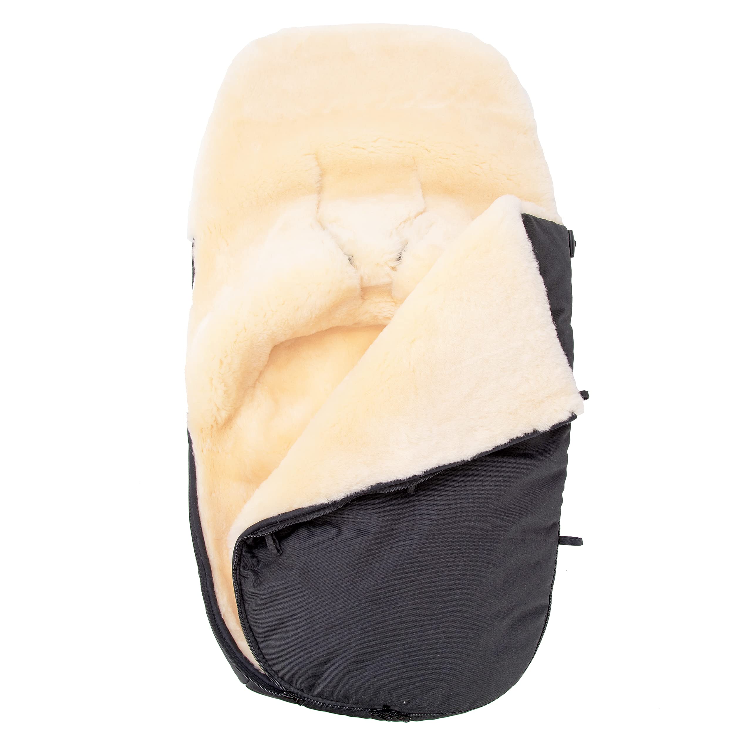 Saco de Abrigo para bebé de Piel de Cordero, para Cochecito, Saco de Abrigo para Cochecito, Resistente al Viento y al Agua, con Cremallera Completa, curtida médicamente 90 x 50 cm (Negro)