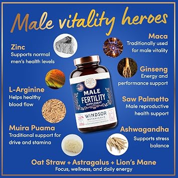 Male Fertility Supplement with Maca Root - Mens Health Conception Fertility Prenatal Vitamins Plus Natural Extracts - Prenatal Fertility Supplements for Men - 3rd Party Tested - 120 Capsules, 2 Month