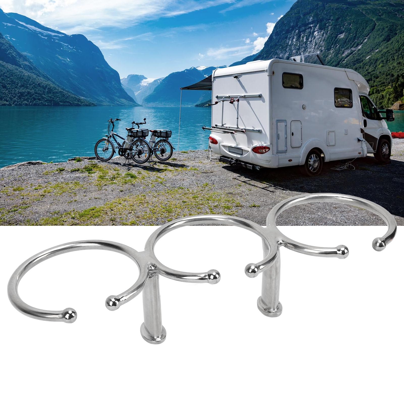Yctze Portavasos con Triple Anillo para Barco, Acero Inoxidable 316, Acabado Pulido, Diseño Abierto, Portavasos Marino de Alta Estabilidad para Yate, Camión, Coche, Apartamento, RV