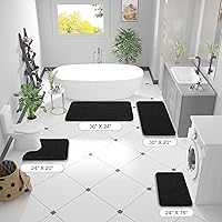Vista 2 de OLANLY Alfombras de baño 36x24, alfombras de baño de felpilla extra suave y absorbente, con respaldo de goma de secado rápido, alfombras de baño