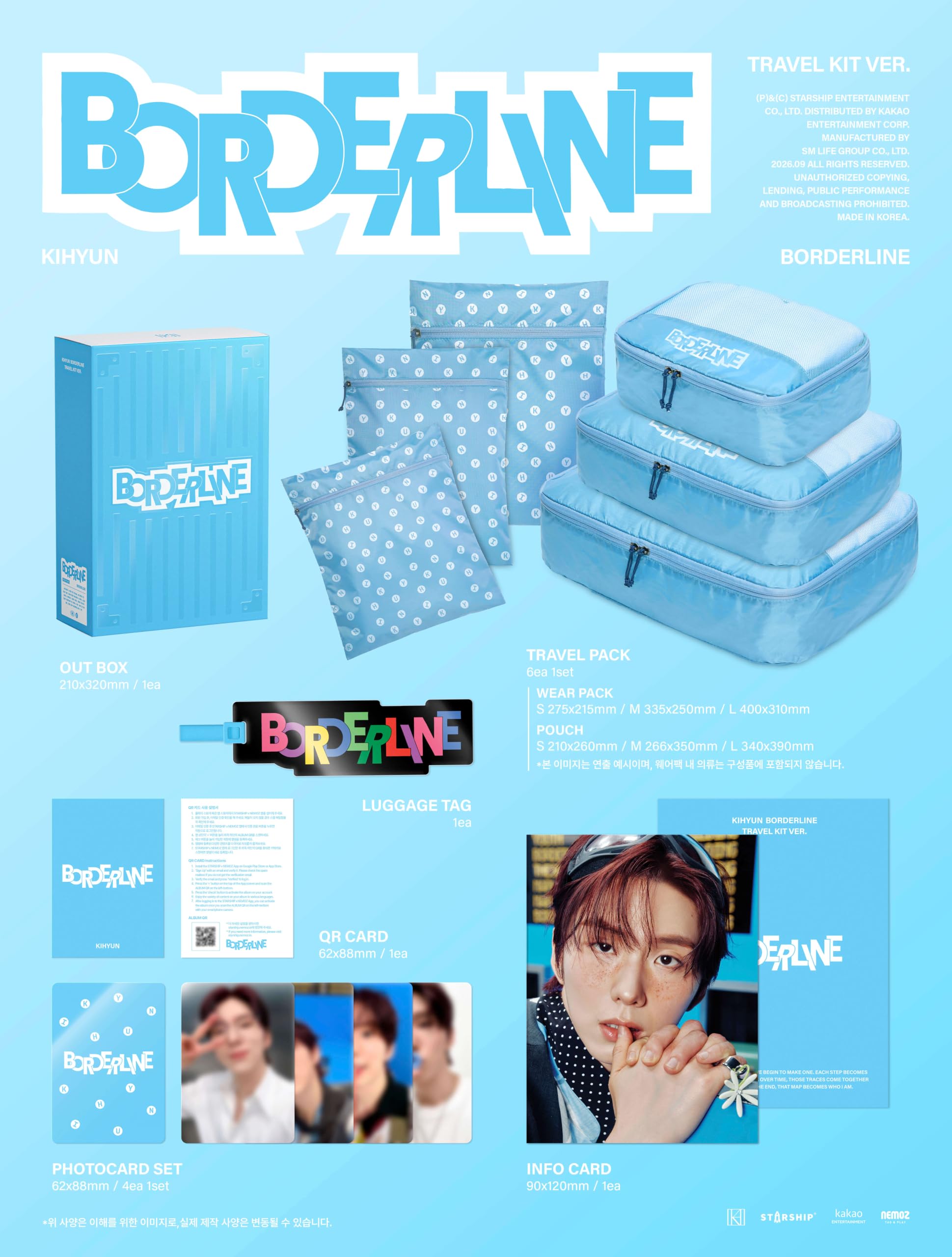 Kihyun (Monsta X) BORDERLINE Album [TRAVEL KIT ver.]+Pre Order Benefits+BolsVos Exclusive Idol-Inspired Digital Merches