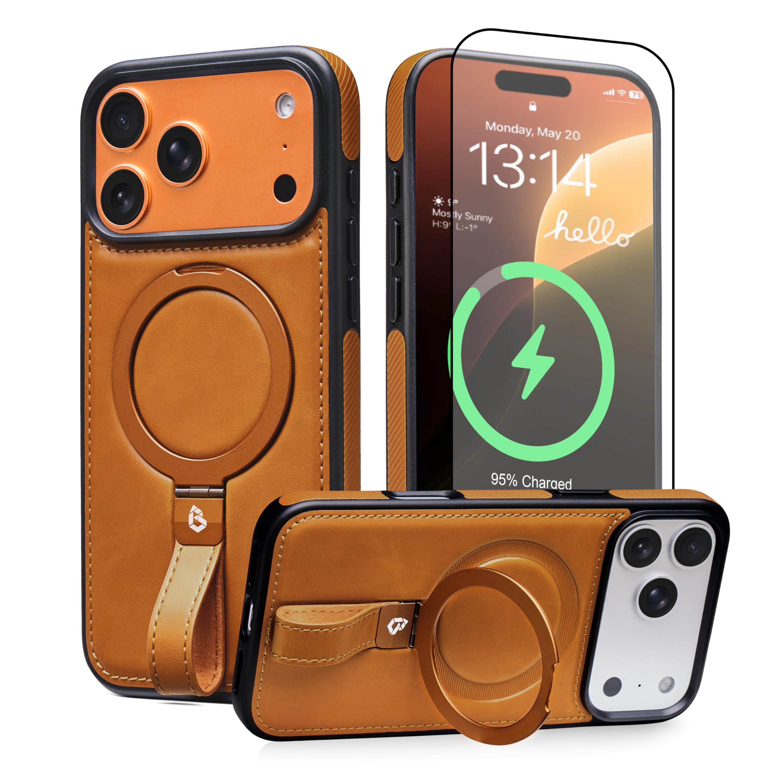 Amazon.com: Butaiga for iPhone 17 Pro Max Leather Case with Stand