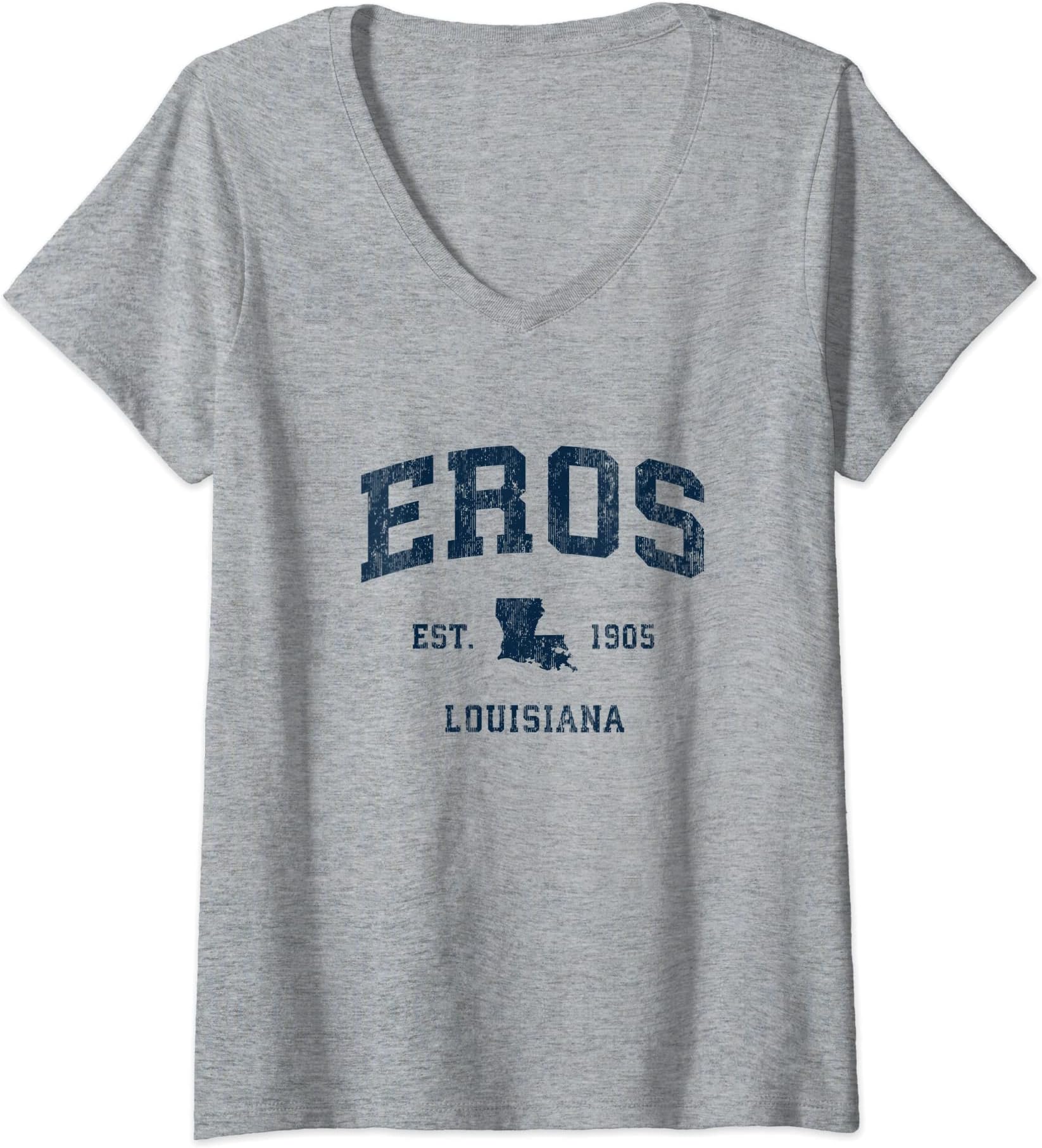 Womens Eros Louisiana LA Vintage Athletic Navy Sports Design V-Neck T-Shirt