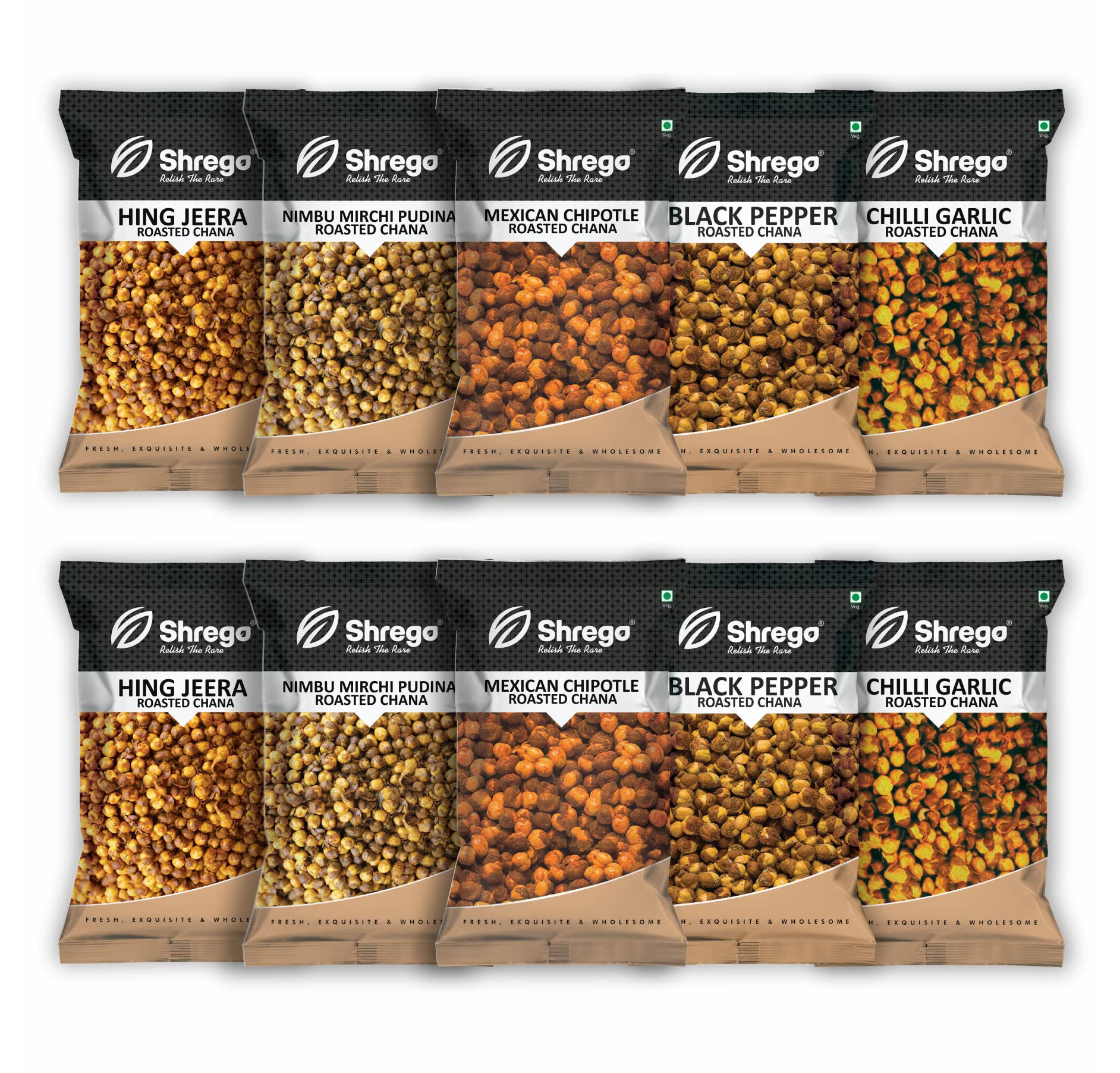 SHREGO Flavour Roasted Chana Variety Combo, (Mexican Chipotle, Chili Garlic, Black Pepper, Nimbu Mirchi Pudina, Hing Jeera), 150G Each (Pack of 10) (B09LSH9GVP) Amazon Price History, Amazon Price Tracker