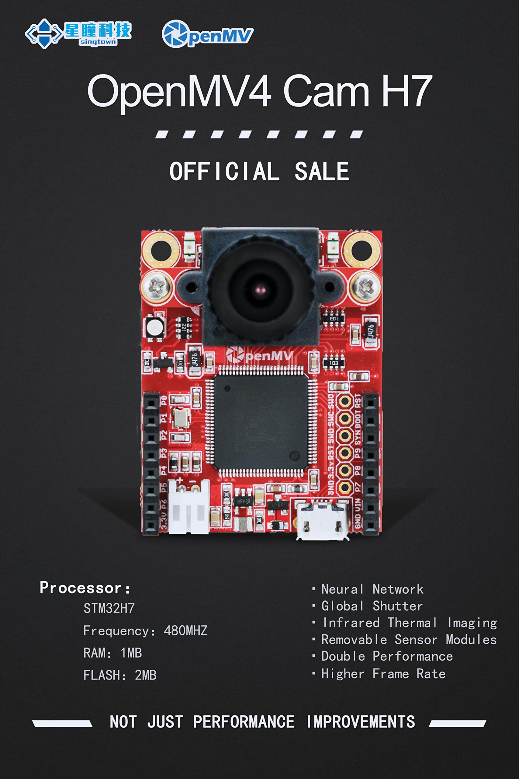 OpenMV SingTown Cam H7 R2 Genuine-STM32 Image Processing Machine Vision Smart Camera Robotics Color&Shape Detection OpenMV4 H7