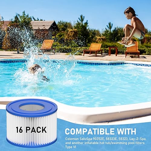 Miniatura 7 de Vickmons Cartucho de filtro para bañera de hidromasaje tipo VI compatible con bomba de piscina Lay-Z-Spa, Coleman SaluSpa 90352E, 58323E, 58323