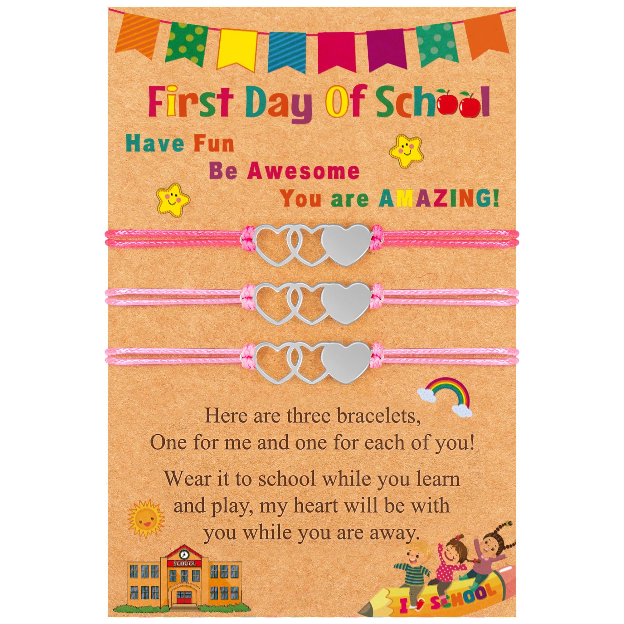 EOBOH First Day of School Bracelet Mommy and Me, Prek Matching Wish Bracelets Set, Adjustable Bracelet for Boys Girls Gifts Stuff Bulk