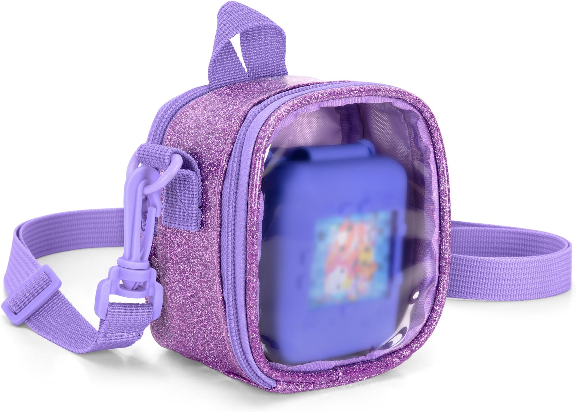 Travel Carrying Case Compatible with Bitzee Interactive Toy Digital Pet, Protective Storage Bag with Adjustable Shoulder Strap for Virtual Electronic Pets and Accessories, Purple (Bag Only)