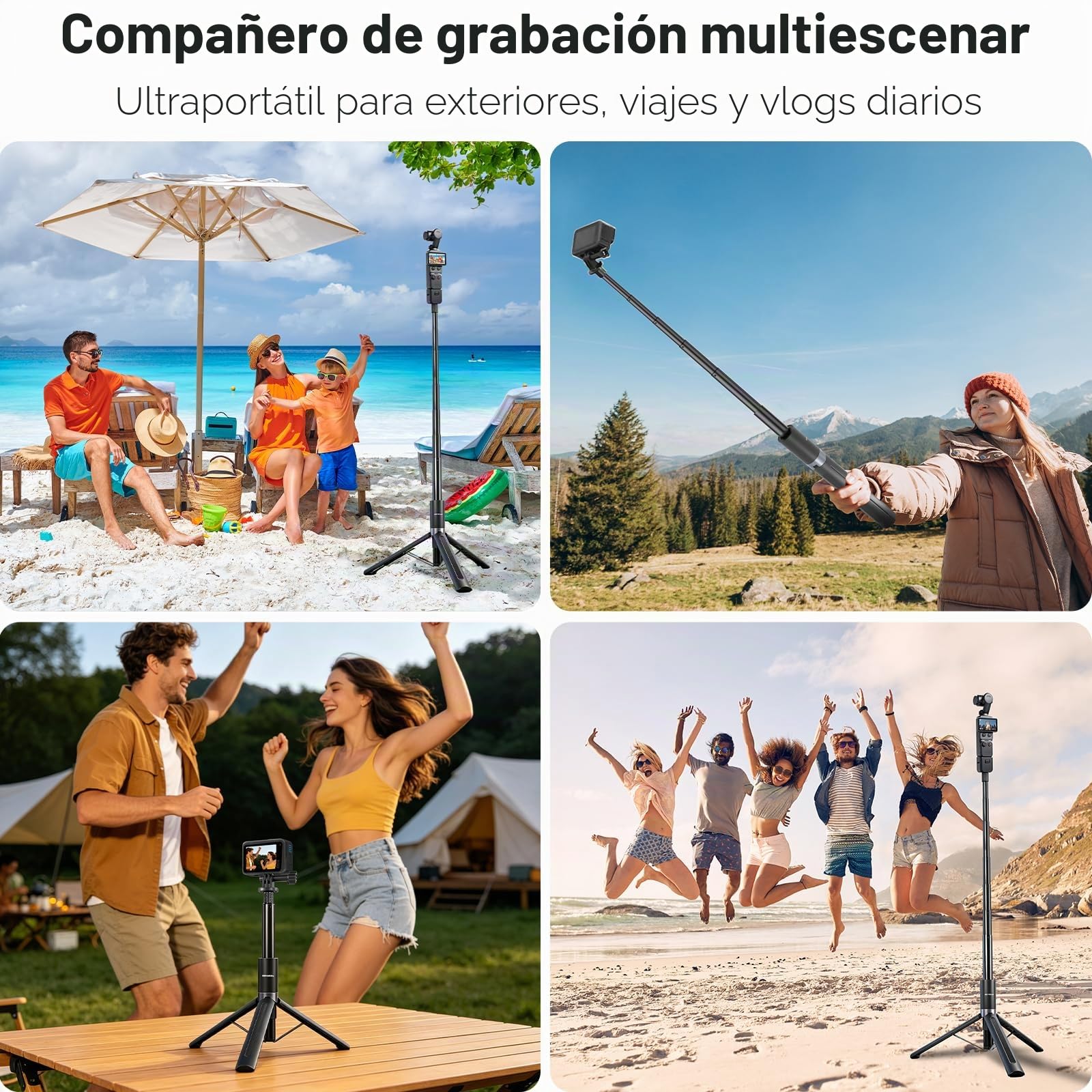 REYGEAK Trípode invisible para selfie Insta360 X5/X4/X3 Luna Ultra para DJI Osmo Action 6/5Pro/4/Pocket 4/3, para GoPro | Barra extensible 2 en 1 de 150 cm