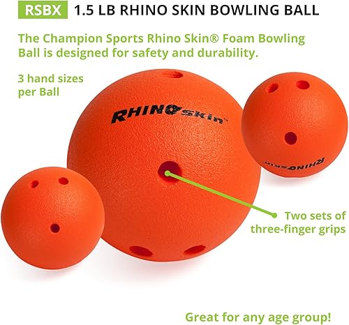 Miniatura 5 de Champion Sports Bola de bolos de espuma: piel de rinoceronte suave, 1.5 libras naranja brillante