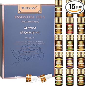 Essential Oils Set - Top 15 Scents for Diffuser, Humidifier, Home Care, Aromatherapy, Massage, Candle & Soap Making - Nice Gift for Family & Friends
