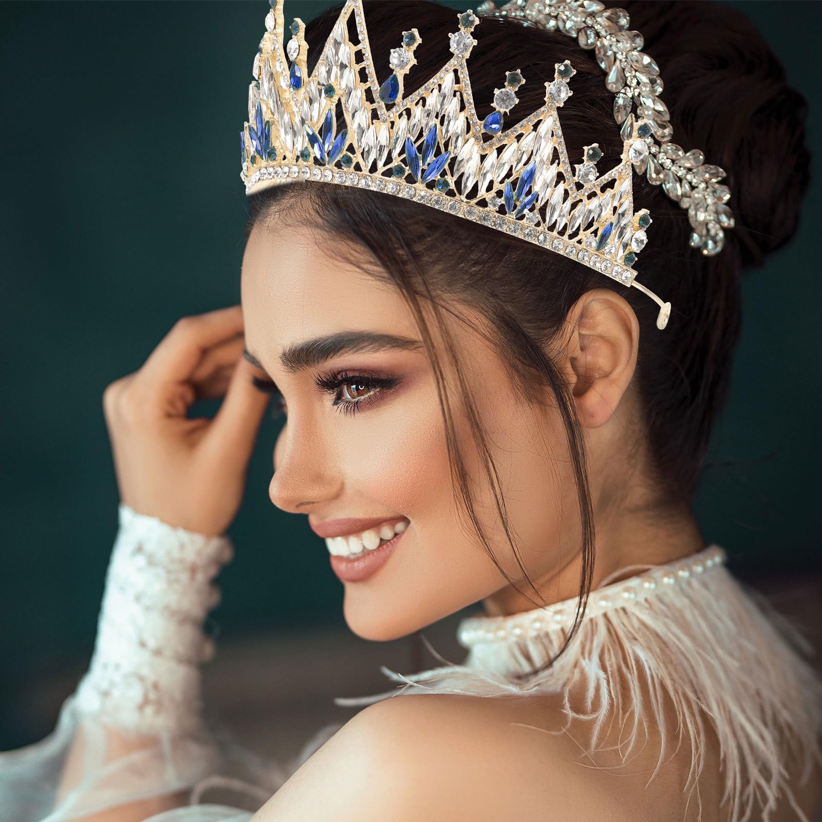 Homoyoyo Tiara para Novia Boda Estilo Barroco Cristales y Aleación Elegante, Accesorios Cabello para Mujeres en Dress Up y Cumpleaños
