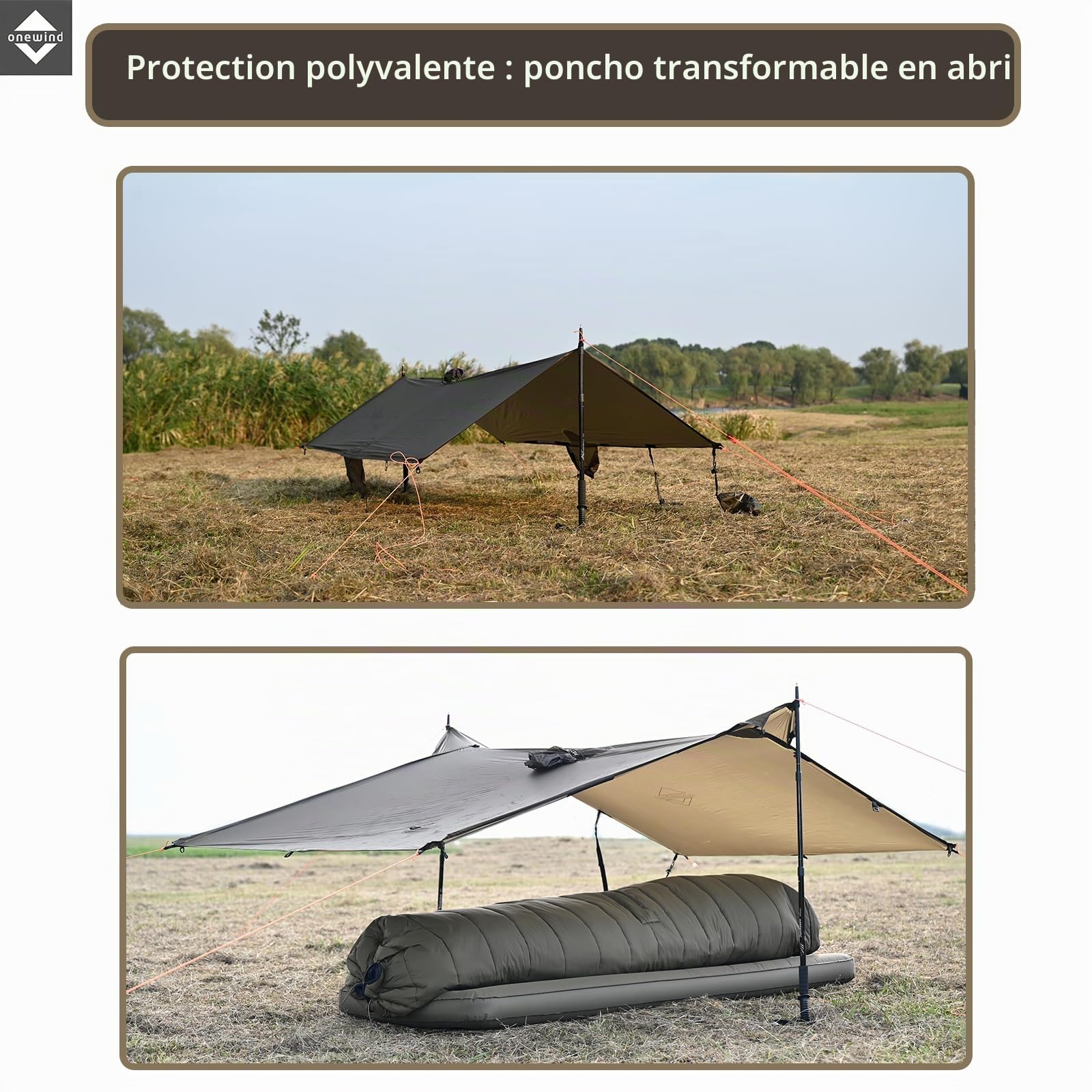 onewind Poncho de pluie à capuche ultra léger pour sac à dos