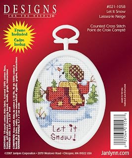 Let It Snow Mini Counted Cross Stitch Kit-2.75" Oval 18 Count