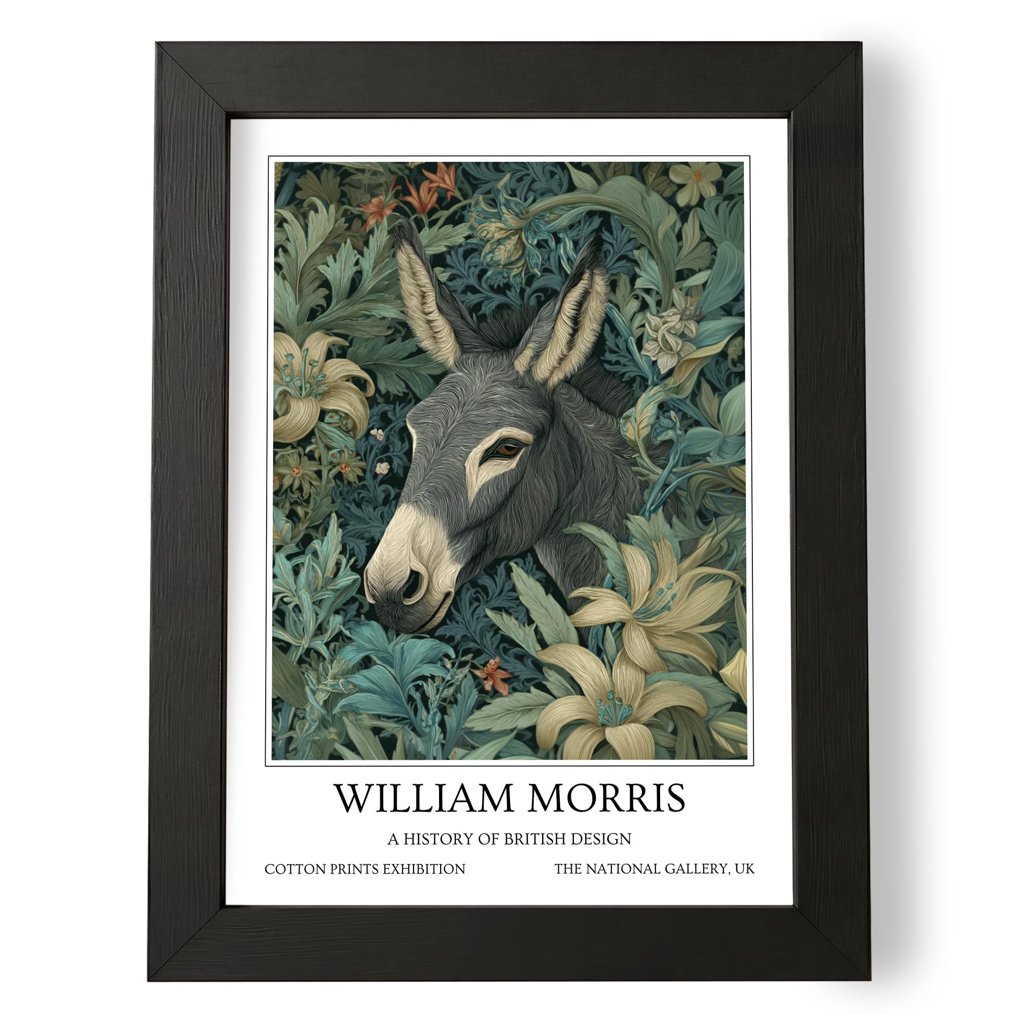 Fans Favourites William Morris - Vintage Art Noevua British Prints, Botanical Wall Art, A History of British Design Collection (Grey Donkey, A4, Unframed) — image 1