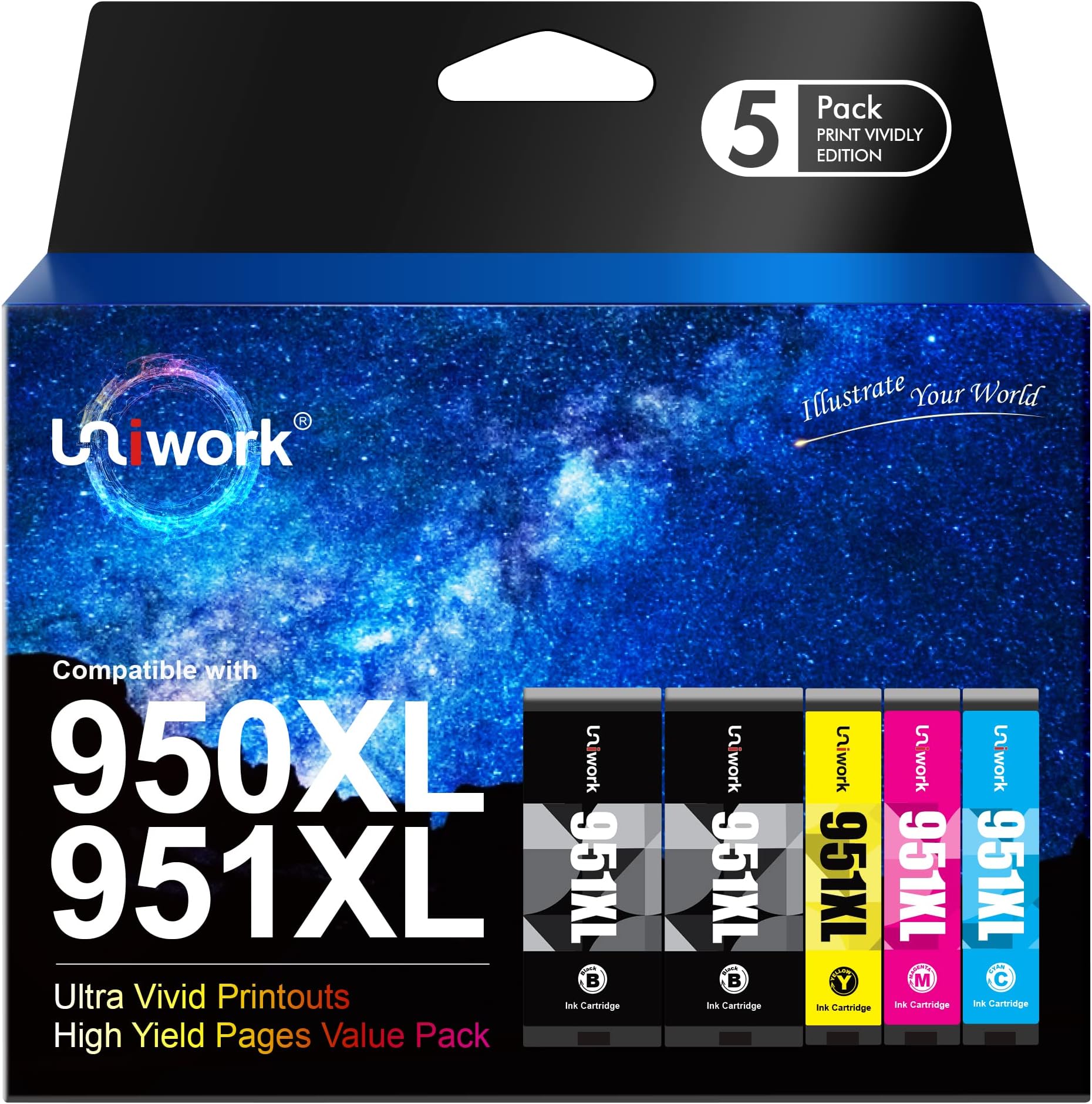 Uniwork 950XL 951XL Multipack Druckerpatronen Kompatible für HP 950 951 Officejet Pro 8600 8610