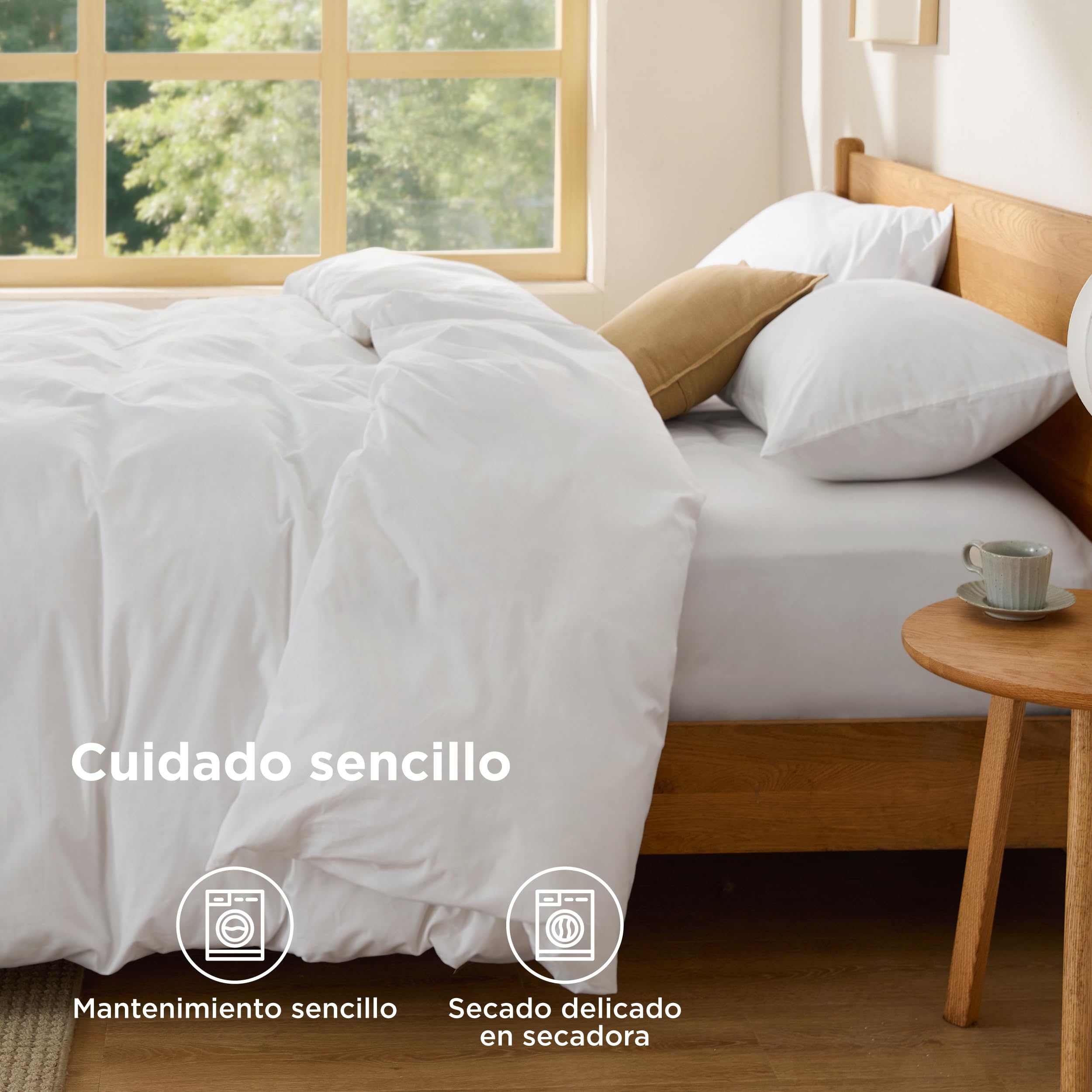 BEDSURE Pościel bawełniana 230 x 220 cm, biała, 1 poszwa na kołdrę 230 x 220 cm + 1 poszewka na poduszkę 50 x 75 cm, komplet pościeli Öko-Tex, kolor biały, z zamkiem błyskawicznym