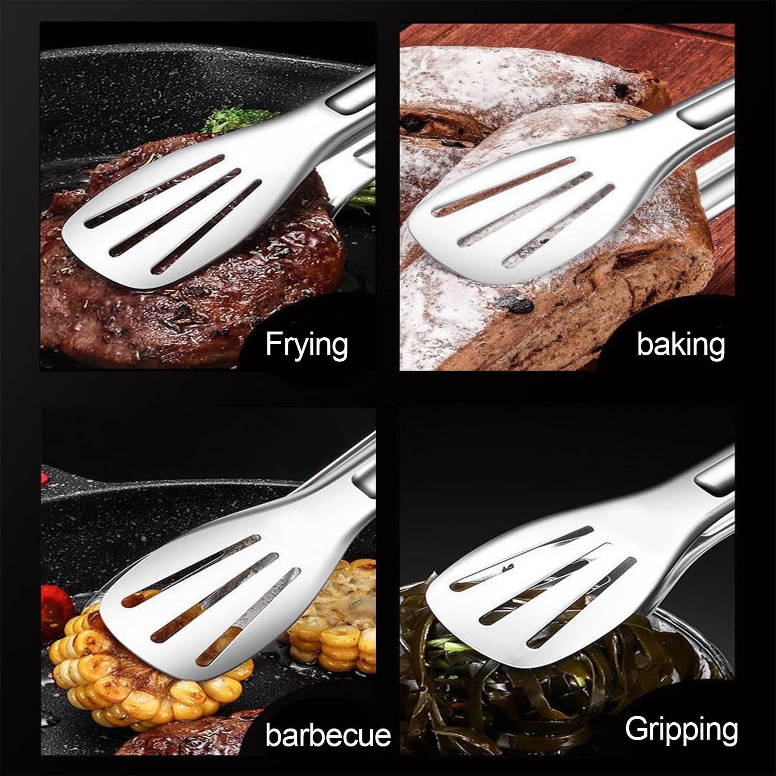 pologmase Pinzas de metal – Pinzas de cocina resistentes de acero inoxidable – Pinzas de cocina de acero inoxidable apto para uso alimentario para comedor, cocina interior y exterior