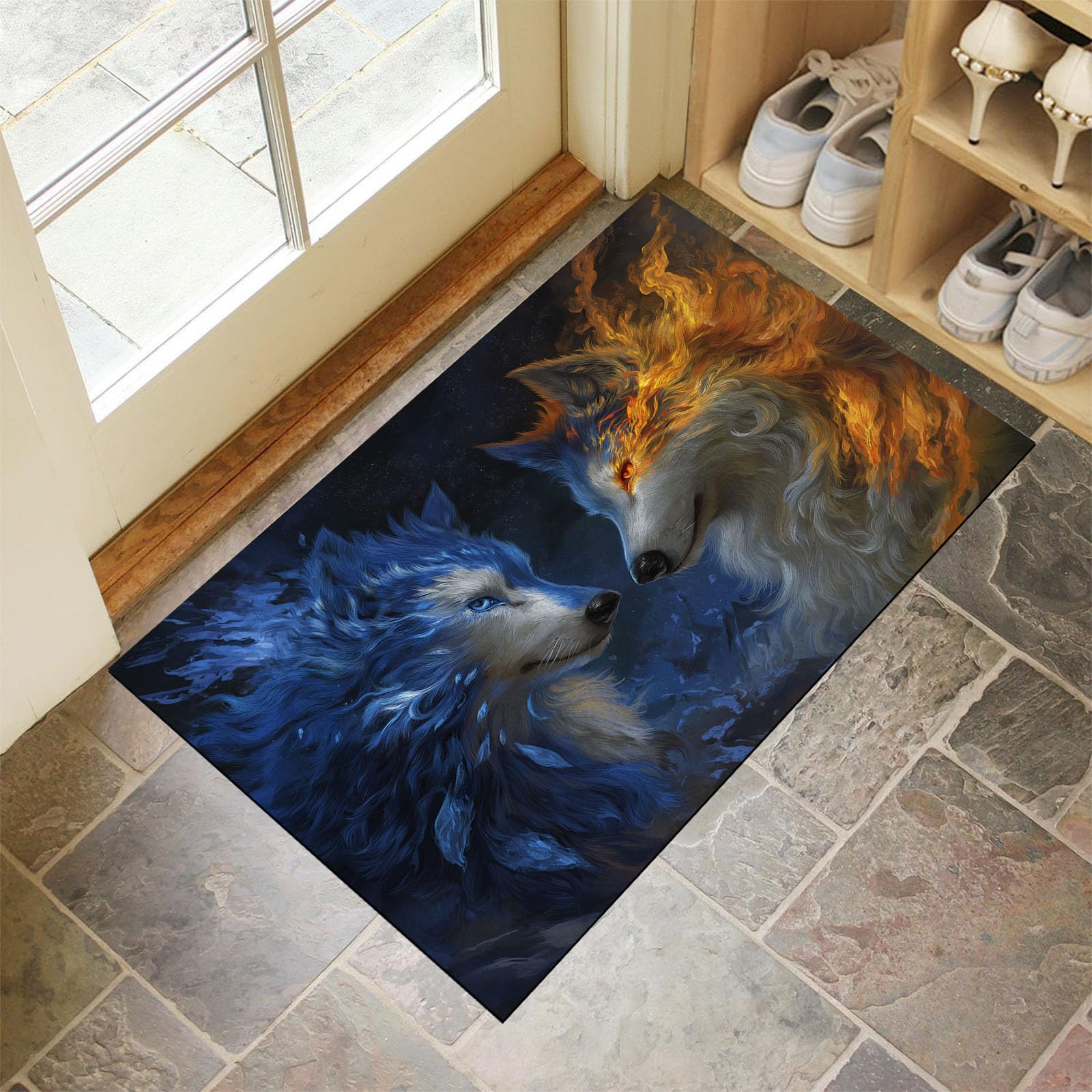 Paillasson attrape poussière loup tapis de sol antidérapant 90x150cm