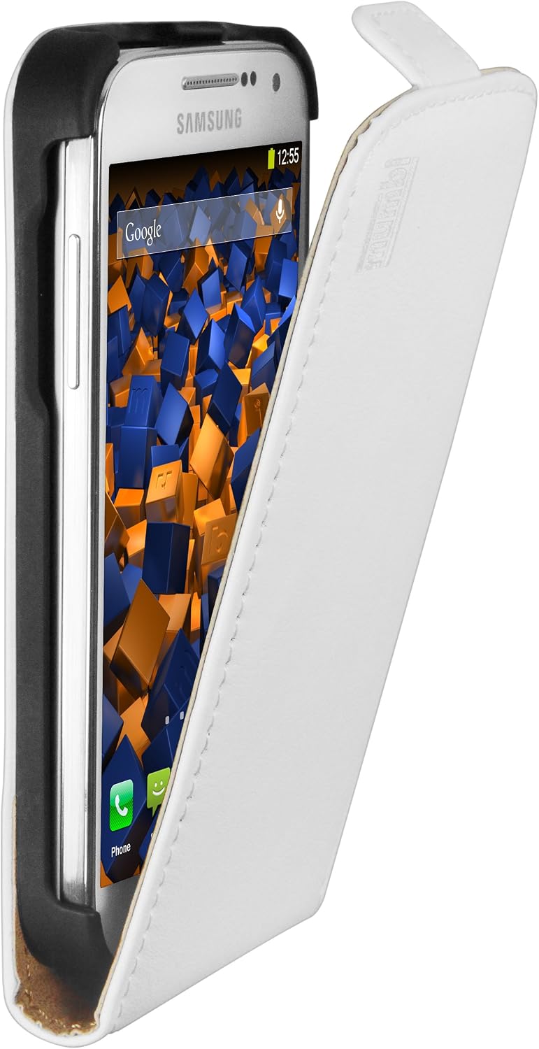 Mumbi Premium Flip Case Real Leather for Samsung Galaxy S4 Mini White