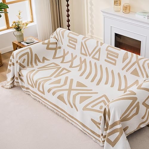 Funda bohemia para sofá de 2 cojines, fundas de sofá lavables de felpilla en forma de L, fundas para sofá modular para perros, funda de manta para