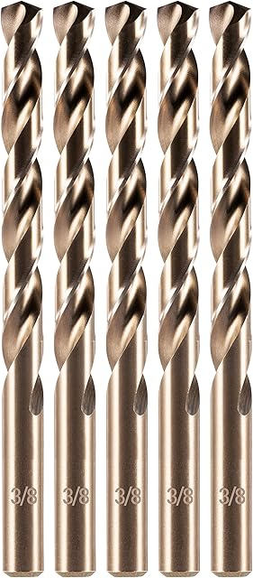 amoolo 8mm 5pcs Cobalt Drill Bit, M35 HSS Metric Cobalt Drill Bit Set for Hard Metal, Stainless Steel, Cast Iron