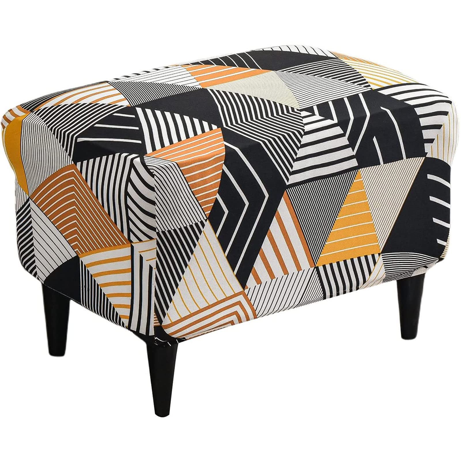 Rectangle Ottoman Cover, Stretch Ottoman Slipcover Printed Footstool Protector Spandex Soft Folding Storage Stool Furniture Protector for Living Room-A-Large