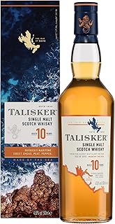 Talisker 10 Year Old Single Malt Scotch Whisky 458 vol 70cl Rich Deep Character Ruggedly Maritime Perfect for Whisky Lovers with Gift Box