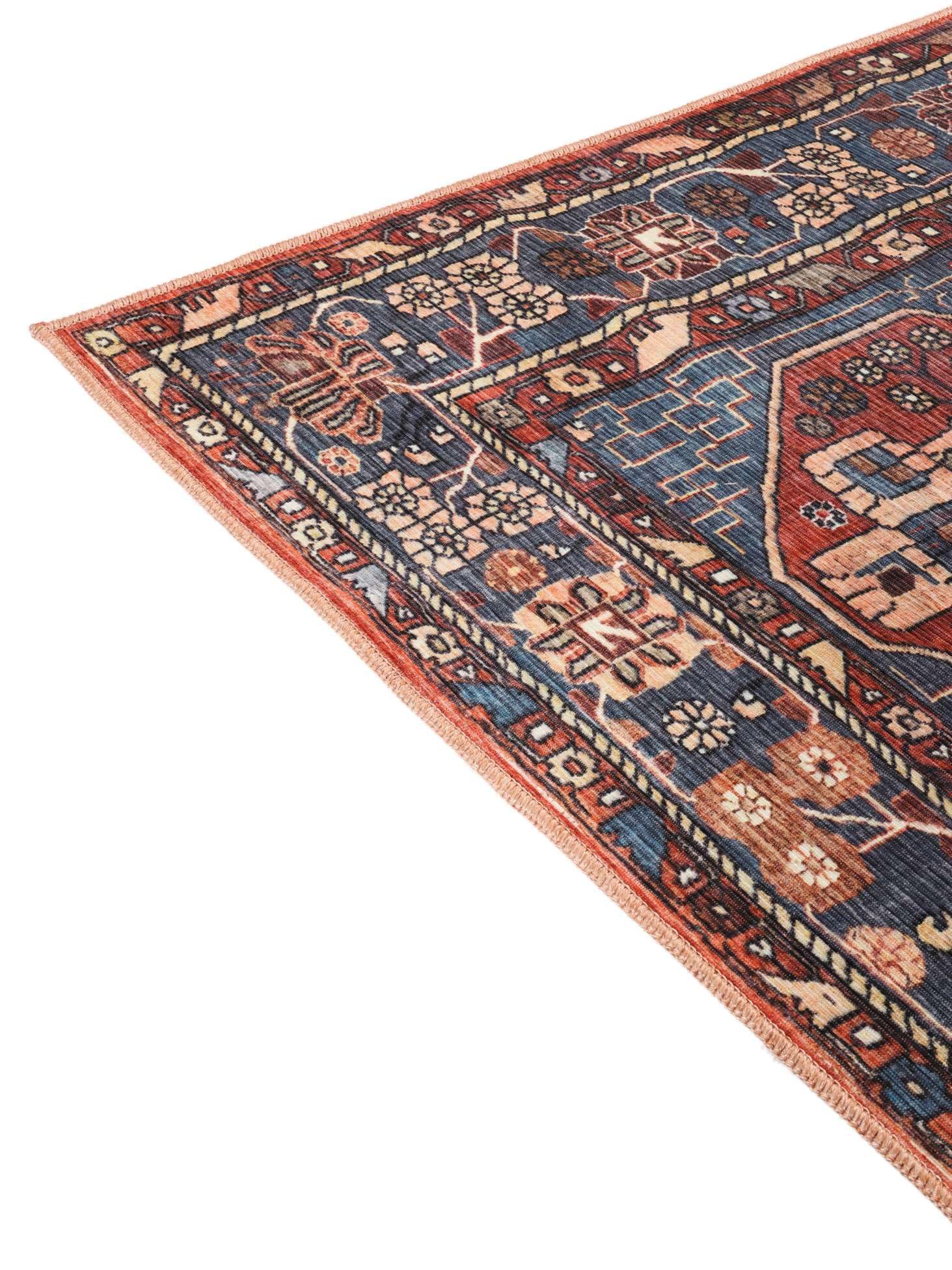 RugVista Galaxy Oriental, Dywan, Orientalne, 120 x 180 cm, Prostokąt, Niski, Pokój dzienny, Sypialnia, Kuchnia, Prać w pralce, Rdzawy/Niebieski