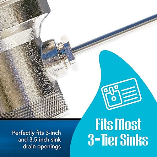 Miniatura 4 de Válvula de drenaje de desagüe de fregadero de 3.5 pulgadas con mango giratorio, se adapta a desagües estilo fregadero comercial, controla el tapón
